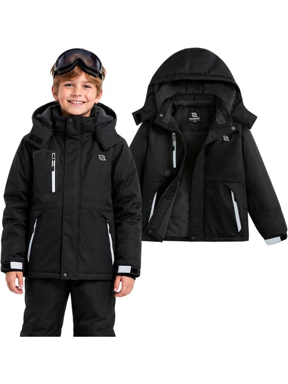 Stylish Kids Waterproof Ski Jacket, Boys Winter Coat, Sizes 2-16 Years